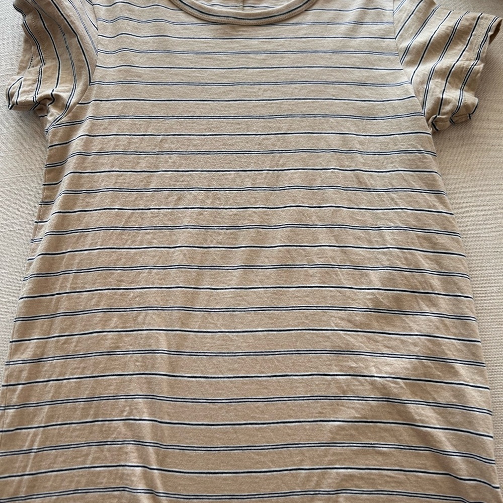 rag & bone Tan and Blue Striped Short Sleeve Tee